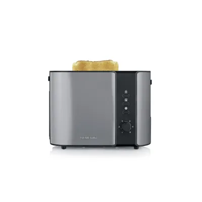SEVERIN Toaster AT 9573 | 2-Scheiben | 800 Watt | Brotscheibenzentrierung | Brötchenaufsatz | Stone Grey