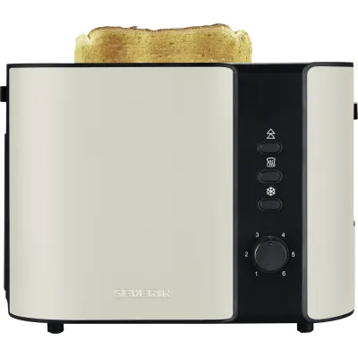 Severin Toaster AT 9576 | 2-Scheiben-Toaster | 800 Watt | Brötchenaufsatz | Auftaufunktion | beige