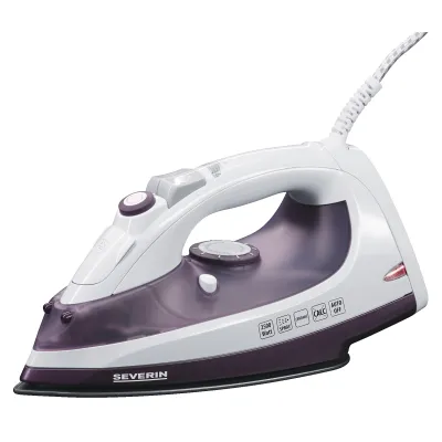 SEVERIN Dampfbügeleisen BA 3210 | Keramiksohle | 2500W | 30g/Min Dampf | Anti-Kalk | Abschaltautomatik | Weiß-Flieder