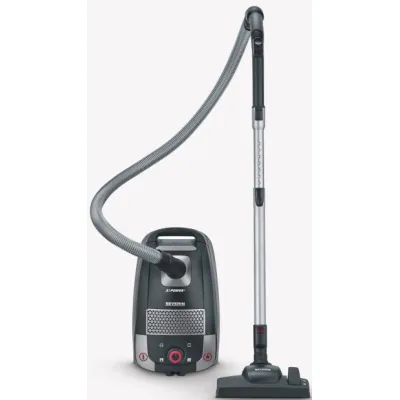 SEVERIN Bodenstaubsauger BC 7052 | Testsieger Stiftung Warentest | 850W | HEPA 14 | 4L Beutel | Home & Car | Schwarz/Rot