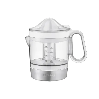 SEVERIN Zitruspresse elektrisch | 1L Saftbehälter | 40W | 2 Presskegel | Fruchtfleischregulierung | weiß/Edelstahl