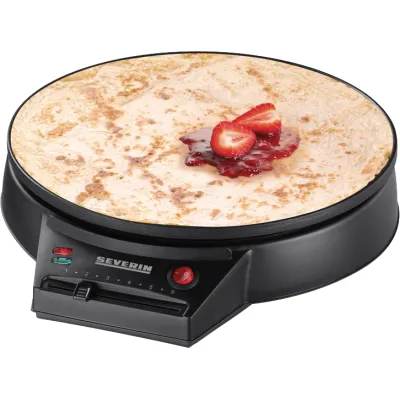 Severin Crepes Maker CM 2198 | 30 cm Ø Crêpes-Platte | 1000 W | Antihaftbeschichtung | Temperaturregler | Schwarz