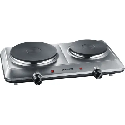 SEVERIN Doppelkochplatte DK 1014 | 2 Kochzonen 18/15 cm | 2500 W | stufenlose Temperaturregelung | Edelstahl-gebürstet