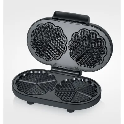SEVERIN Doppelwaffeleisen WA 2118 | Duo-Waffeleisen für 2 Herzwaffeln | Temperaturregler | PFAS-frei | 1200 W | schwarz