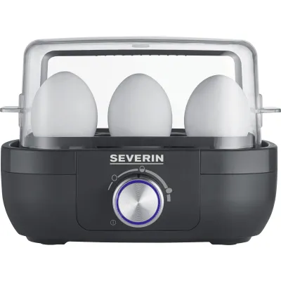 Severin Eierkocher EK 3166 | für 1–6 Eier | elektronische Kochzeitüberwachung & Signalton | schwarz | 420 W | Eierpicker