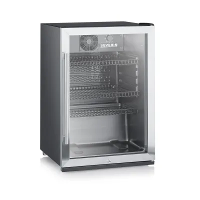 SEVERIN Flaschenkühlschrank FKS 8840 | 118 L | abschließbar | Glastür | Edelstahl | 3 Ablagen | LED | EEK C | schwarz
