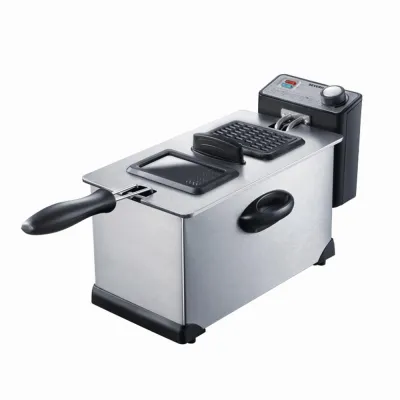 SEVERIN Fritteuse FR 2431 | 3L | Edelstahl | 2000W | Temperaturregler | spülmaschinengeeignet | silber-schwarz