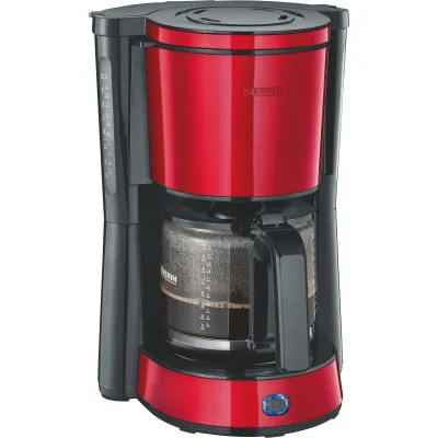 SEVERIN Filterkaffeemaschine KA 4817 | 10 Tassen | 1000W | Glaskanne | Schwenkfilter | Tropfstopp | Rot-Schwarz