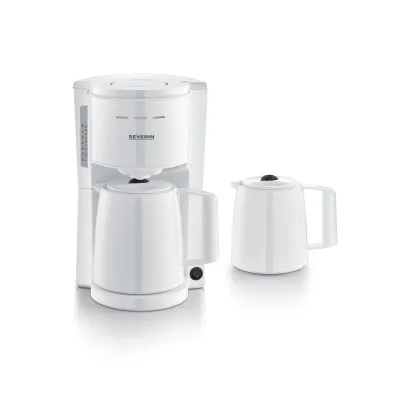 SEVERIN Filterkaffeemaschine KA 9309 | 2 Thermokannen | 8 Tassen | 1000 W | Tropfverschluss | Abschaltung | Weiß