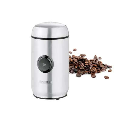 SEVERIN Kaffeemühle KM 3879 | Schlagmesser | 150W | Edelstahl gebürstet/schwarz | 50g | für Kaffee & Gewürze