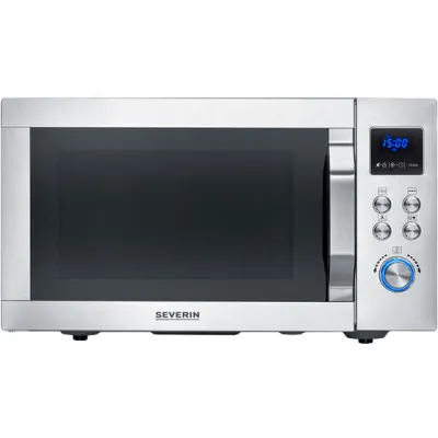 SEVERIN Mikrowelle MW 7918 | 4-in-1 mit Heißluftfritteuse, Ofen & Grill | 900 W | Edelstahl | 28 cm Drehteller