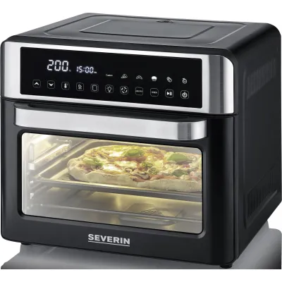 SEVERIN Multifunktionsofen TO 2077 | Heißluftfritteuse 25 L | 12 Programme | 2200 W | Backofen & Airfryer | Schwarz