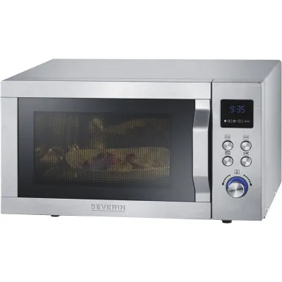 SEVERIN Mikrowelle mit Grill MW 7751 | 20L | 800W Mikrowellenleistung | 1000W Grill | 8 Programme | Edelstahl/Silber