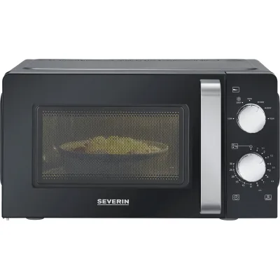 SEVERIN Mikrowelle MW 7886 | Solo-Mikrowelle 17L | 700 Watt | 6 Stufen | Drehteller 24cm | Schwarz/Edelstahl