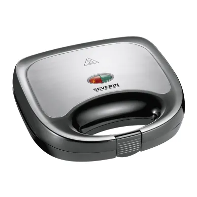 SEVERIN Sandwichmaker SA 2969 | Sandwich-Toaster 600 W | Antihaftplatten | Edelstahl gebürstet-schwarz | 2 Sandwiches