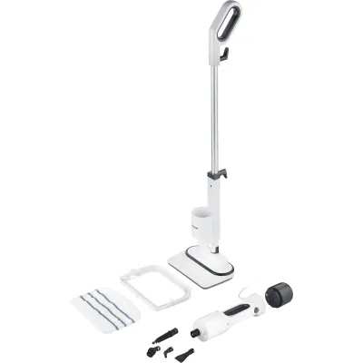 Severin Dampfreiniger SC 7142 | 1500 W | 2-in-1 Handdampfreiniger | 0,4 l Tank | Teppichgleiter | 4 Aufsätze