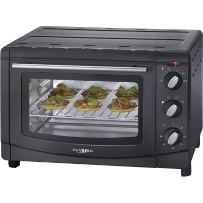 Severin Toastofen TO 2067 | Mini Backofen 20L | 1500W | Ober-/Unterhitze | Pizzaofen bis 30cm | Timer 60 Min | Schwarz