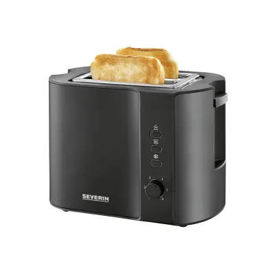 SEVERIN Toaster AT 9552 | 2-Scheiben | Edelstahl | Brötchenaufsatz | Auftau- & Aufwärmfunktion | 800W | Schwarz-matt