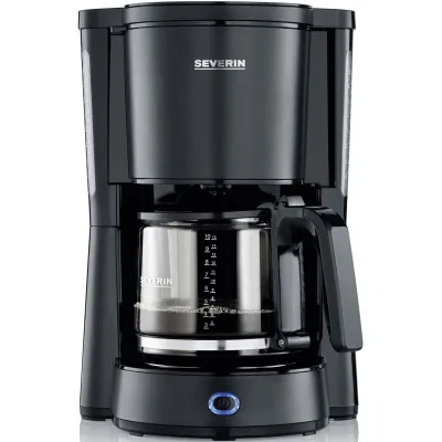 SEVERIN Kaffeemaschine KA 9554 | Filterkaffeemaschine 10 Tassen | Glaskanne | 1000W | Edelstahl Schwarz-matt