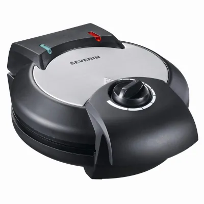 Severin Waffeleisen WA 2103 | Herzform | Antihaftbeschichtung | Temperaturregler | Edelstahl/Schwarz | 1300W