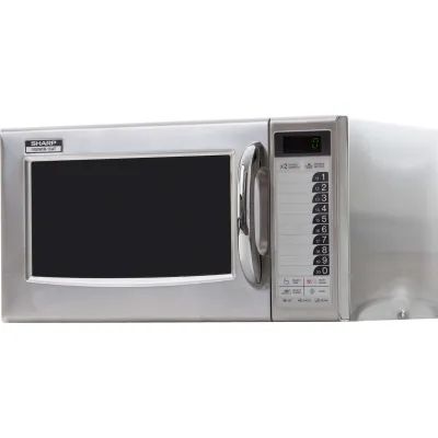 SHARP Gastro-Mikrowelle R15AT | Profi-Mikrowelle 1000W 28L | 11 Leistungsstufen | Edelstahl | Mikrowelle für Gastronomie