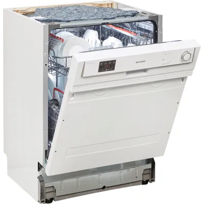 Sharp Geschirrspüler QW-HX12S47EW-DE | teilintegrierbar | 60 cm | 13 Maßgedecke | 3 Programme | AquaStop | weiß