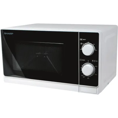 Sharp Mikrowelle R200WW | 800W | 20L | 5 Leistungsstufen | Drehteller 25,5cm | mechanisch | Weiß/Schwarz