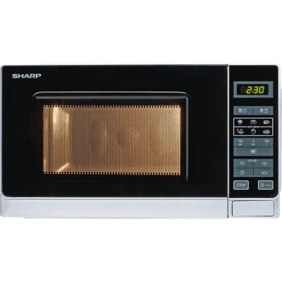 Sharp Solo Mikrowelle R242INW | 800W | 20L | 11 Leistungsstufen | 8 Programme | Glasdrehteller 25,5cm | silber