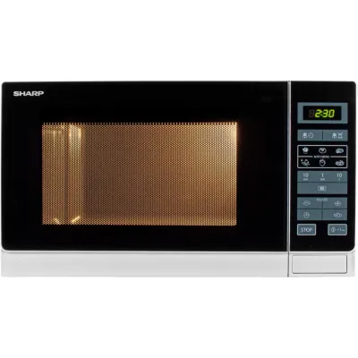 SHARP Mikrowelle Solo R342WW | 25L Garraum | 900W | 6 Automatikprogramme | Touch-Bedienung | Kindersicherung | Weiß