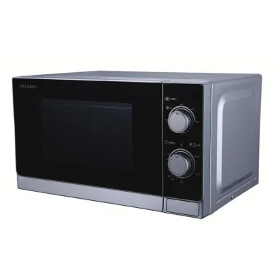 SHARP Solo-Mikrowelle R200INW | 20L | 800W | 5 Leistungsstufen | 35 Min Timer | Drehteller 25,5cm | mechanisch | silber