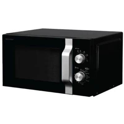 SHARP Solo-Mikrowelle R204BA | 20 Liter Garraum | 800 Watt | 6 Leistungsstufen | mechanische Bedienung | Schwarz
