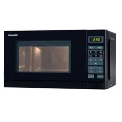 SHARP Mikrowelle Solo R242BKW | 20 Liter | 800 Watt | 11 Leistungsstufen | 8 Programme | Drehteller 25,5 cm | schwarz
