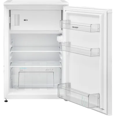 SHARP Tischkühlschrank SJ-UD121T2W-EU | Mini Kühlschrank 121L mit Gefrierfach | LED | Energieeffizienz D | Weiß
