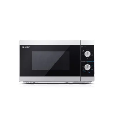 Sharp Mikrowelle mit Grill YC-MG01E-S | 20L | 800W | 1000W Grill | 5 Stufen | Silber | freistehend