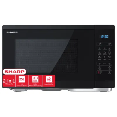 Sharp Grill-Mikrowelle YC-MG252AE-B | 25L | 900W Mikrowelle | 1000W Grill | 11 Stufen | volldigital | schwarz