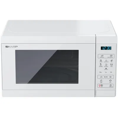 SHARP Mikrowelle YC-MS02E-C | 20L | 800W | Volldigital | 11 Stufen | 8 Programme | Drehteller | Kristallweiß