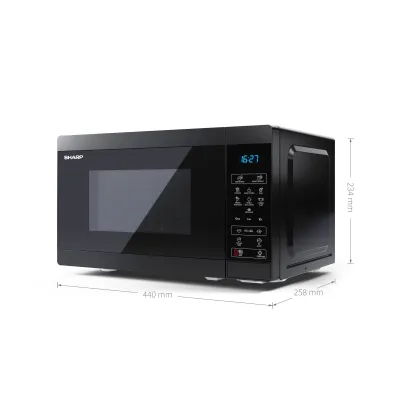 SHARP Mikrowelle YC-MS02EB | 800 Watt | 20 Liter | 11 Stufen | Auftau | Timer | Touch-Bedienung | schwarz, B-Ware