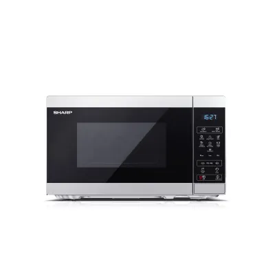 SHARP Mikrowelle YC-MS02ES | 20L | 800W | 11 Stufen | Auftaufunktion | Touch-Bedienung | Edelstahl | Silber