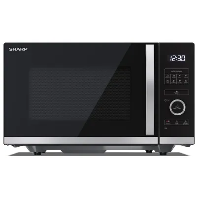 SHARP Mikrowelle mit Grill YC-QS254AE-B | 25L Flachbett | 900W | 10 Leistungsstufen | LED | Schwarz
