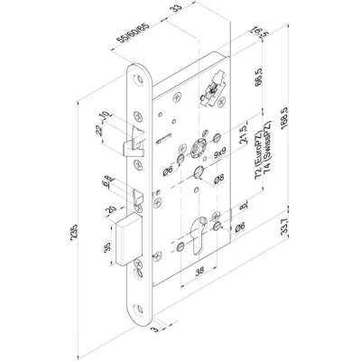 effeff 709X702PZ-G41 | Sicherheitsschloss | elektrischer Türöffner | Panikfunktion | 12–24V DC | für Feuerschutztüren