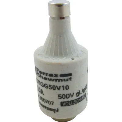 Mersen D-Sicherungseinsatz DIIGG50V10/6F | DII 10A 500V | flink | gG | Ganzbereich | Schraubsicherung | rot