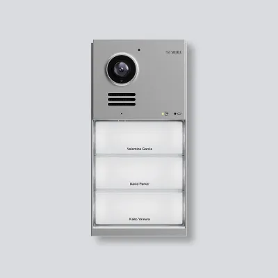 Siedle Video-Türstation IQ Door IQDS-0 | Aufputzmontage | 3 Ruftasten | LAN/PoE & WLAN | 140° Kamera | Aluminium Silber