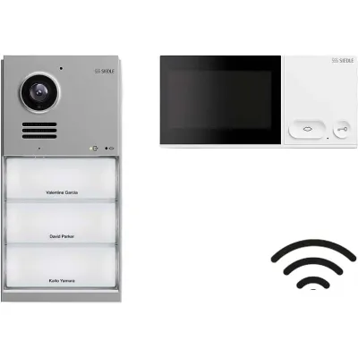 Siedle Video-Türsprechanlage IQSW-0 Set | LAN/WiFi | Video-Innen- & Außenstation | 4,3 Zoll | Aufputz | Aluminium/Silber