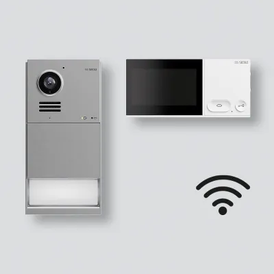 Siedle Video-Türsprechanlage IQSW-0 Set | LAN/WiFi | Video-Innen- & Außenstation | 4,3 Zoll | Aufputz | Aluminium/Silber
