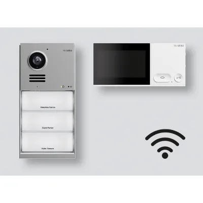 Siedle Video-Türsprechanlage IQSW-0 Set | LAN/WiFi | Video-Innen- & Außenstation | 4,3 Zoll | Aufputz | Aluminium/Silber