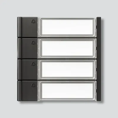 Siedle Ruftastenmodul TM 700-4-0 DG | Vario 4-fach Klingeltaster Bus-System | 99x99x26mm | Kunststoff | dunkelgrau
