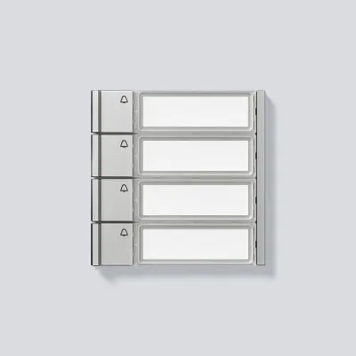 Siedle Ruftastenmodul TM 700-4-0 SM | Türsprechanlage Vario | 4-fach | Bus-System | Unterputz/Aufputz | Silber