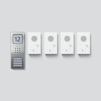 Siedle Audio-Türsprechanlage SET CAB 850-4 E/W | Bus-System | 4 Innenstationen | Edelstahl | Silber