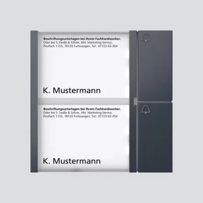 Siedle Bus-Tasten-Modul BTM 650-02 AG | 2 Klingeltasten | Namensschildtasche | Auf-/Unterputz | anthrazit | 99x99x27 mm
