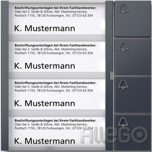 Bild: Siedle Bus-Tasten-Modul BTM 650-04 AG Anthrazitgrau Siedle Bus-Tasten-Modul BTM 